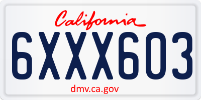 CA license plate 6XXX603