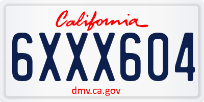 CA license plate 6XXX604