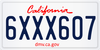 CA license plate 6XXX607