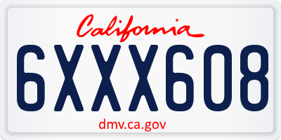 CA license plate 6XXX608