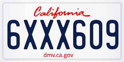 CA license plate 6XXX609