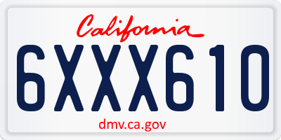 CA license plate 6XXX610