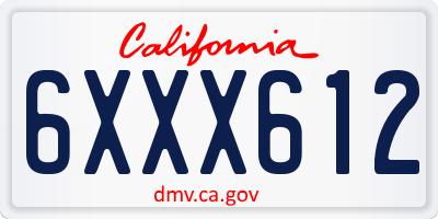 CA license plate 6XXX612