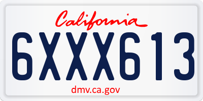 CA license plate 6XXX613