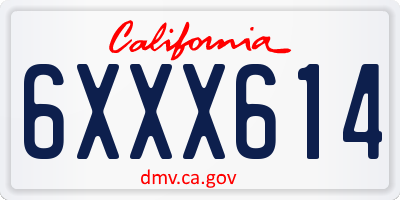 CA license plate 6XXX614