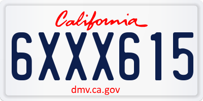 CA license plate 6XXX615