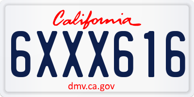 CA license plate 6XXX616