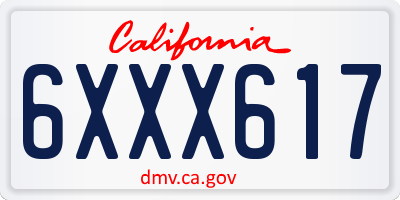 CA license plate 6XXX617