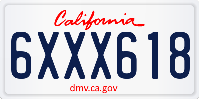 CA license plate 6XXX618