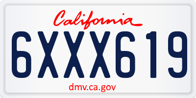 CA license plate 6XXX619