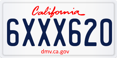 CA license plate 6XXX620