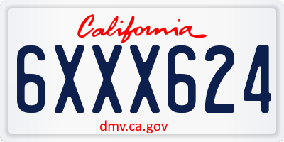 CA license plate 6XXX624
