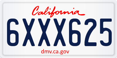 CA license plate 6XXX625