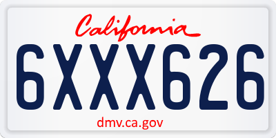 CA license plate 6XXX626