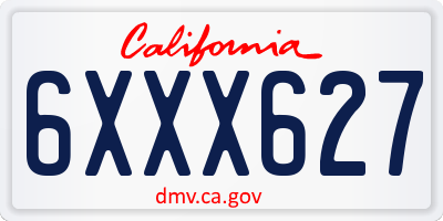 CA license plate 6XXX627