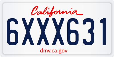 CA license plate 6XXX631