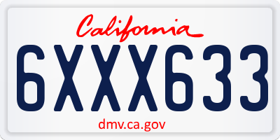 CA license plate 6XXX633