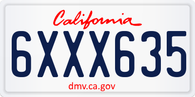 CA license plate 6XXX635