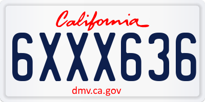 CA license plate 6XXX636