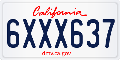 CA license plate 6XXX637