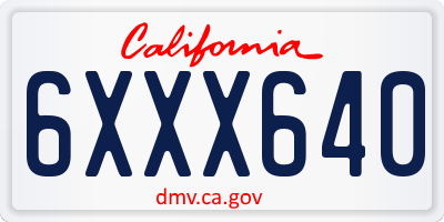 CA license plate 6XXX640