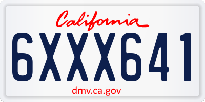 CA license plate 6XXX641