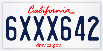 CA license plate 6XXX642