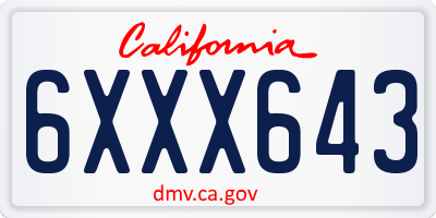 CA license plate 6XXX643