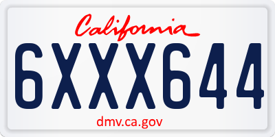 CA license plate 6XXX644