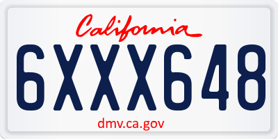 CA license plate 6XXX648