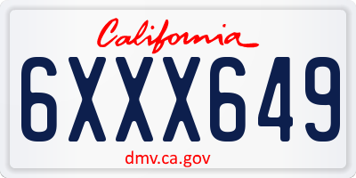 CA license plate 6XXX649