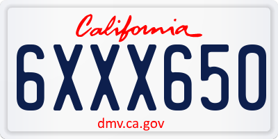 CA license plate 6XXX650