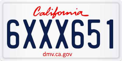 CA license plate 6XXX651