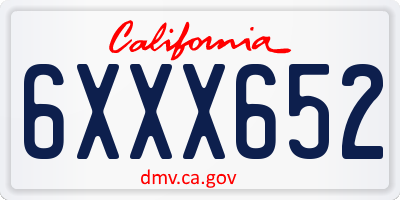 CA license plate 6XXX652
