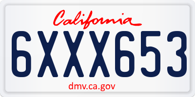 CA license plate 6XXX653