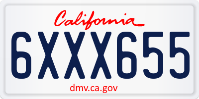 CA license plate 6XXX655