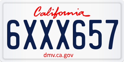 CA license plate 6XXX657