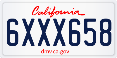 CA license plate 6XXX658