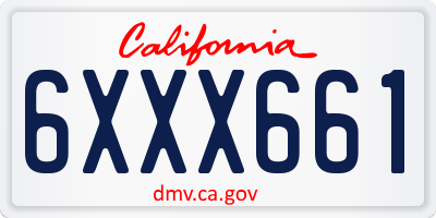 CA license plate 6XXX661