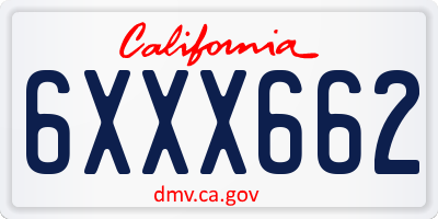 CA license plate 6XXX662