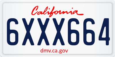 CA license plate 6XXX664
