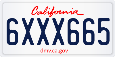 CA license plate 6XXX665