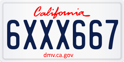 CA license plate 6XXX667