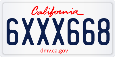 CA license plate 6XXX668