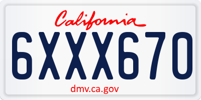 CA license plate 6XXX670