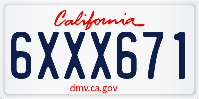 CA license plate 6XXX671