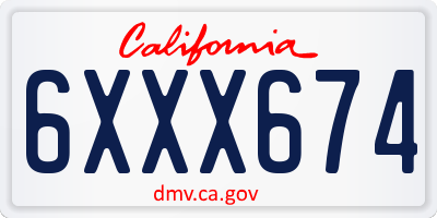 CA license plate 6XXX674