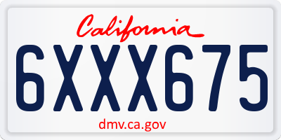 CA license plate 6XXX675
