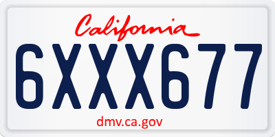 CA license plate 6XXX677