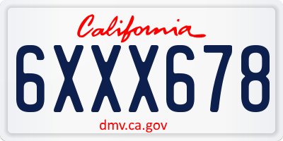 CA license plate 6XXX678